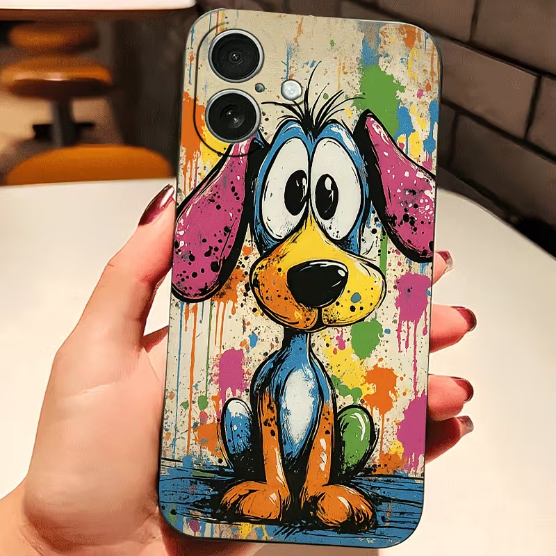 Phone Accessories Kiosk - Graffiti Renkli Köpek Yavrusu TPU Telefon