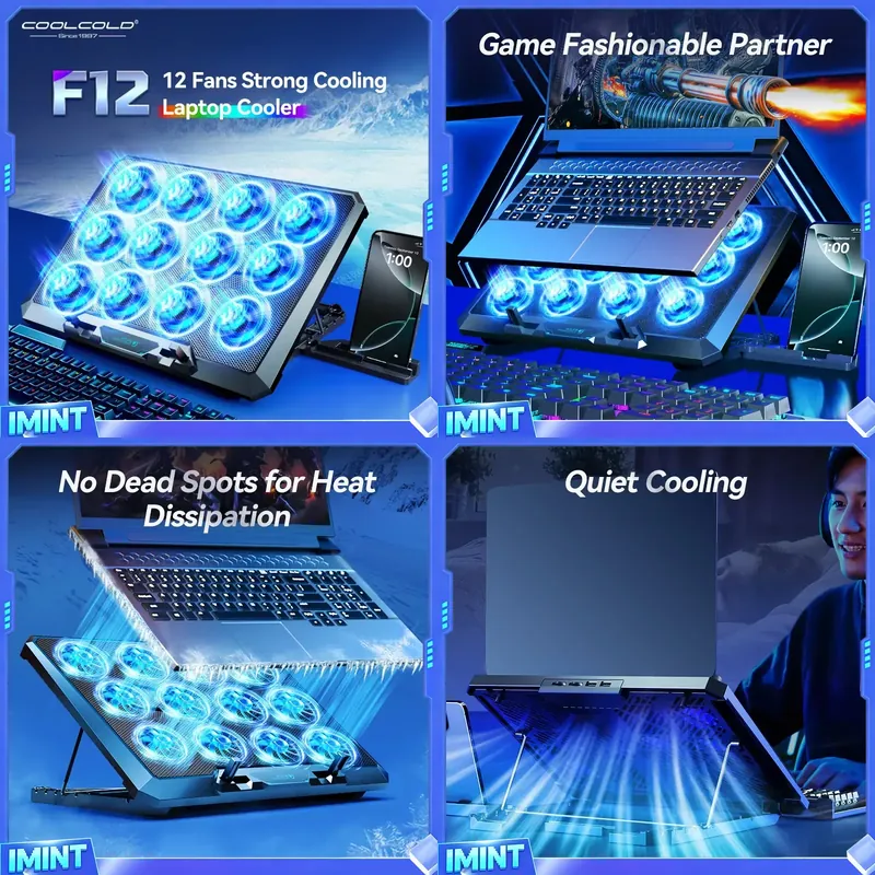 Phone Cooling Fan - COOLCOLD 12 Sessiz Fanlı Dizüstü Bilgisayar