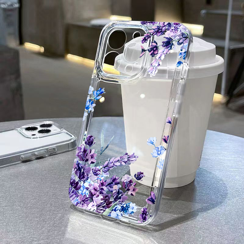 Phone Accessories Kiosk - Mor Çiçekli Yumuşak TPU Telefon Kılıfı